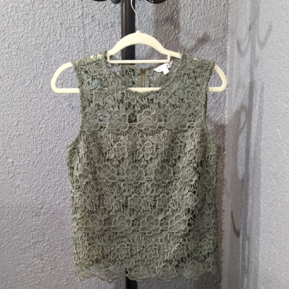 Nannette Olive Green Lace Blouse